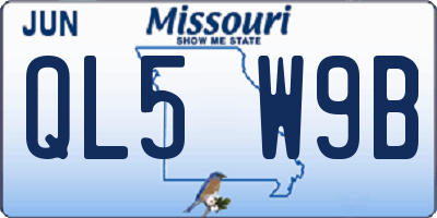 MO license plate QL5W9B