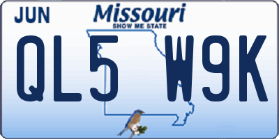 MO license plate QL5W9K