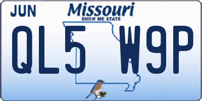 MO license plate QL5W9P