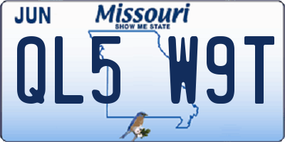 MO license plate QL5W9T