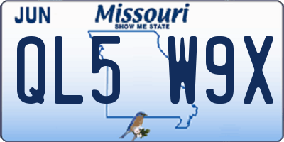 MO license plate QL5W9X