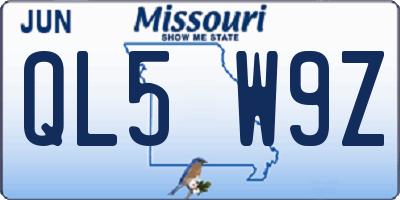 MO license plate QL5W9Z