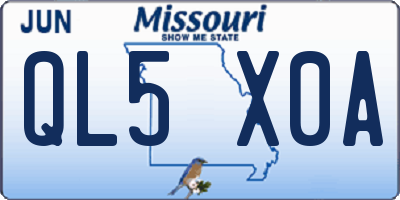 MO license plate QL5X0A