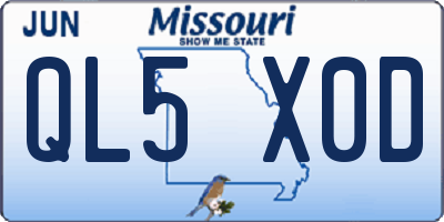 MO license plate QL5X0D