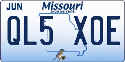 MO license plate QL5X0E