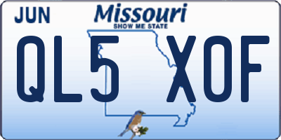MO license plate QL5X0F