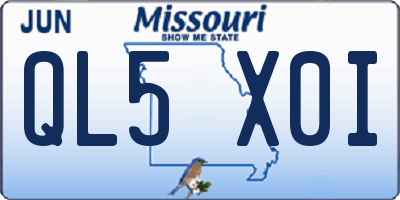 MO license plate QL5X0I