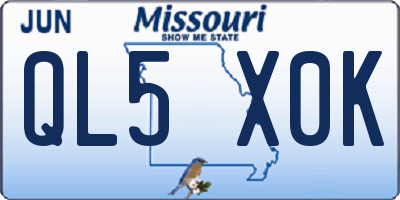 MO license plate QL5X0K