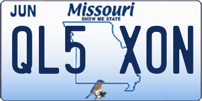 MO license plate QL5X0N