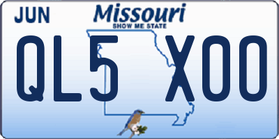 MO license plate QL5X0O