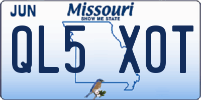 MO license plate QL5X0T