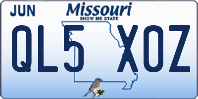 MO license plate QL5X0Z