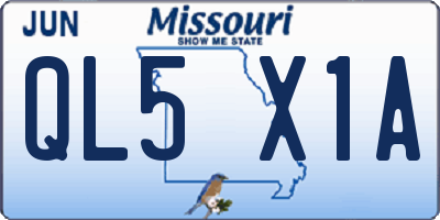 MO license plate QL5X1A