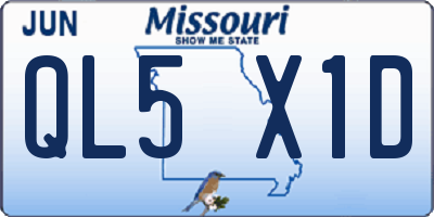 MO license plate QL5X1D