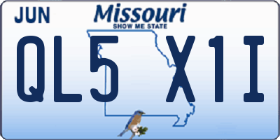 MO license plate QL5X1I
