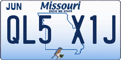 MO license plate QL5X1J