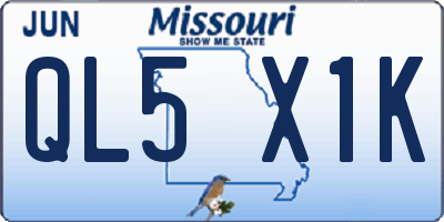 MO license plate QL5X1K