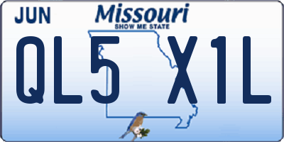 MO license plate QL5X1L