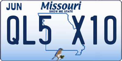 MO license plate QL5X1O