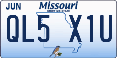 MO license plate QL5X1U