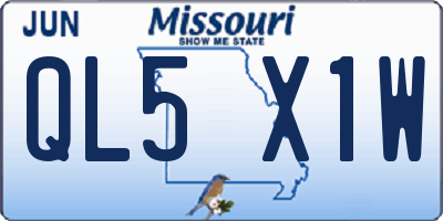 MO license plate QL5X1W