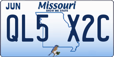 MO license plate QL5X2C