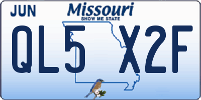 MO license plate QL5X2F