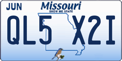 MO license plate QL5X2I