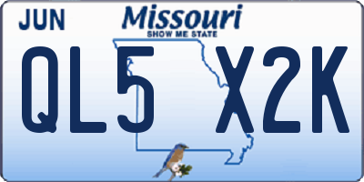 MO license plate QL5X2K