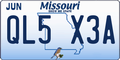 MO license plate QL5X3A