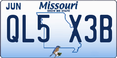 MO license plate QL5X3B
