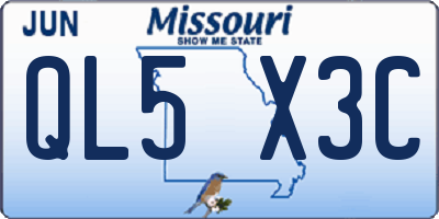 MO license plate QL5X3C