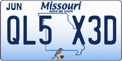 MO license plate QL5X3D