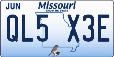 MO license plate QL5X3E
