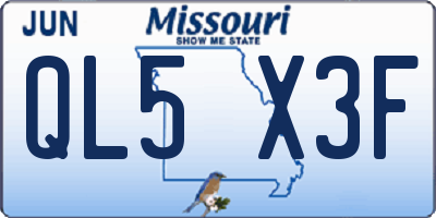 MO license plate QL5X3F