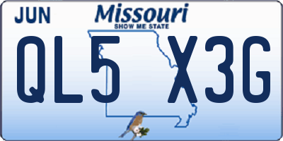 MO license plate QL5X3G