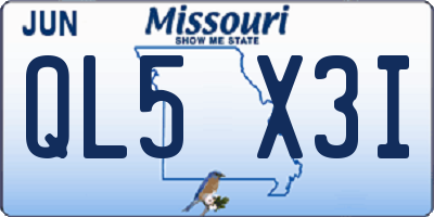 MO license plate QL5X3I