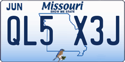 MO license plate QL5X3J