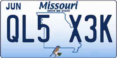 MO license plate QL5X3K