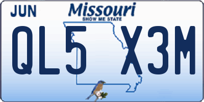 MO license plate QL5X3M