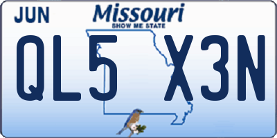 MO license plate QL5X3N