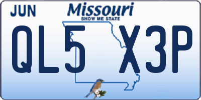 MO license plate QL5X3P
