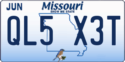 MO license plate QL5X3T