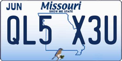 MO license plate QL5X3U