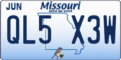 MO license plate QL5X3W
