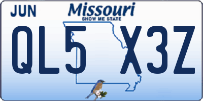 MO license plate QL5X3Z
