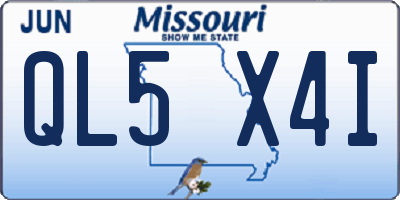 MO license plate QL5X4I