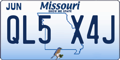 MO license plate QL5X4J