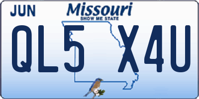 MO license plate QL5X4U