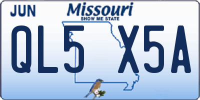 MO license plate QL5X5A